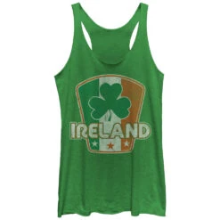 Women's Lost Gods Ireland Flag Clover Racerback Tank Top