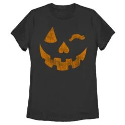 Women's Lost Gods Halloween Jack-o'-Lantern Wink T-Shirt