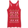 Women's Lost Gods Ugly Christmas Reindeer & Hearts Racerback Tank Top -Fifthsun Shirts 12VL372WP Sweater Tee