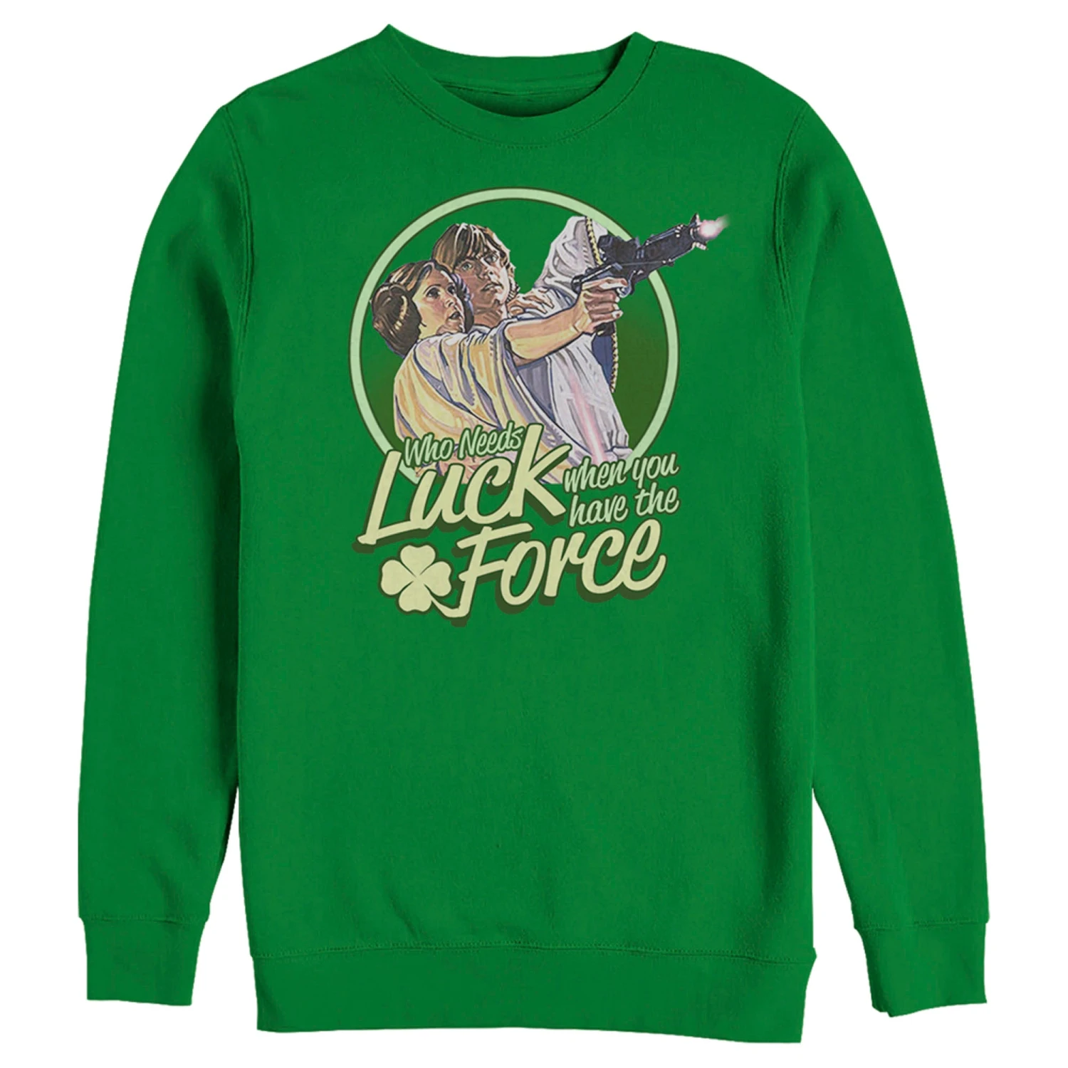 Men's Star Wars Luke St. Patrick's Day Who Needs Luck When You Have The Force Sweatshirt 3 Men's Star Wars Luke St. Patrick's Day Who Needs Luck When You Have The Force Sweatshirt