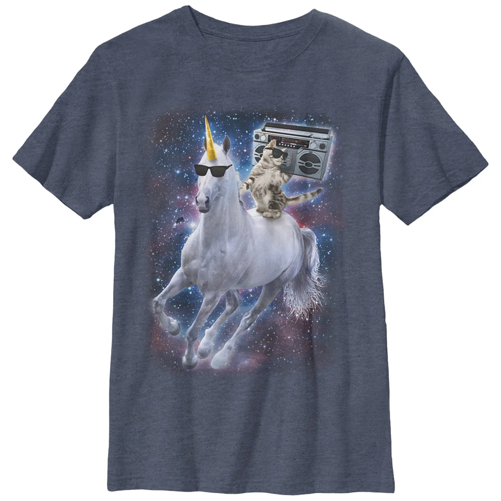 Boy's Lost Gods Boombox Cat And Unicorn Space Song T-Shirt 3 Boy's Lost Gods Boombox Cat And Unicorn Space Song T-Shirt