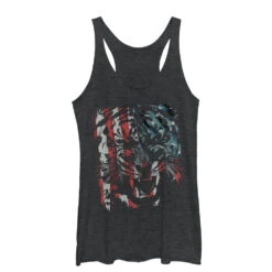 Women's Lost Gods Tiger Growl American Flag Racerback Tank Top