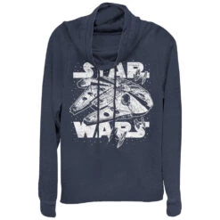 Junior's Star Wars Millennium Falcon Initiate Drive Cowl Neck Sweatshirt