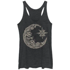 Women's CHIN UP Lace Print Moon Racerback Tank Top