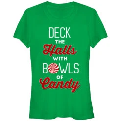Junior's CHIN UP Christmas Candy Deck The Halls T-Shirt