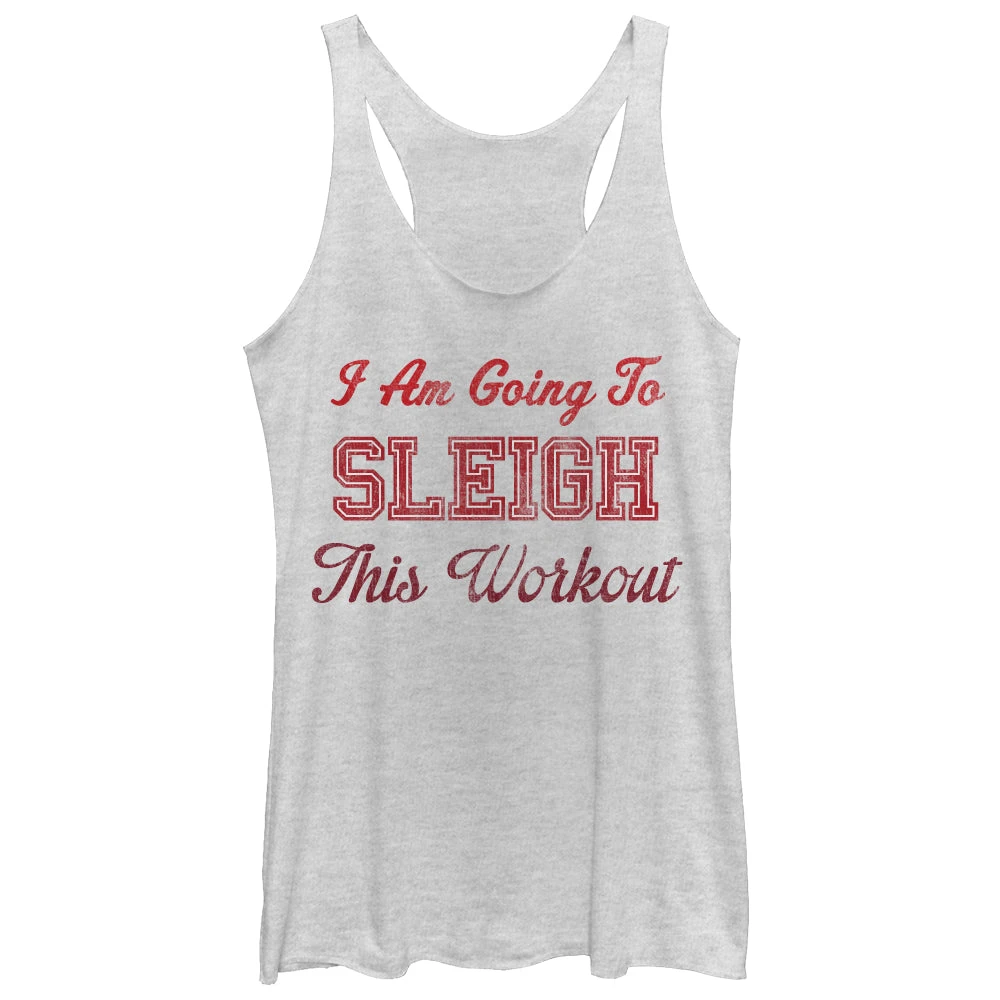 Women's CHIN UP Christmas Sleigh This Workout Racerback Tank Top 3 Women's CHIN UP Christmas Sleigh This Workout Racerback Tank Top