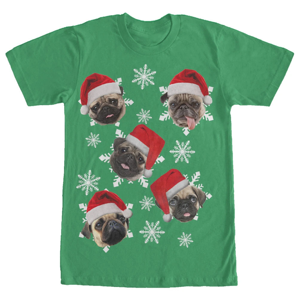 Men's Lost Gods Ugly Christmas Pug Snowflakes T-Shirt 3 Men's Lost Gods Ugly Christmas Pug Snowflakes T-Shirt