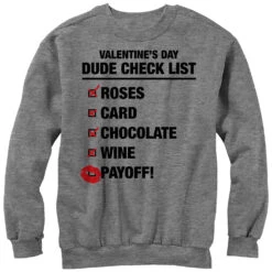 Men's Lost Gods Valentine's Day Dude Checklist Sweatshirt