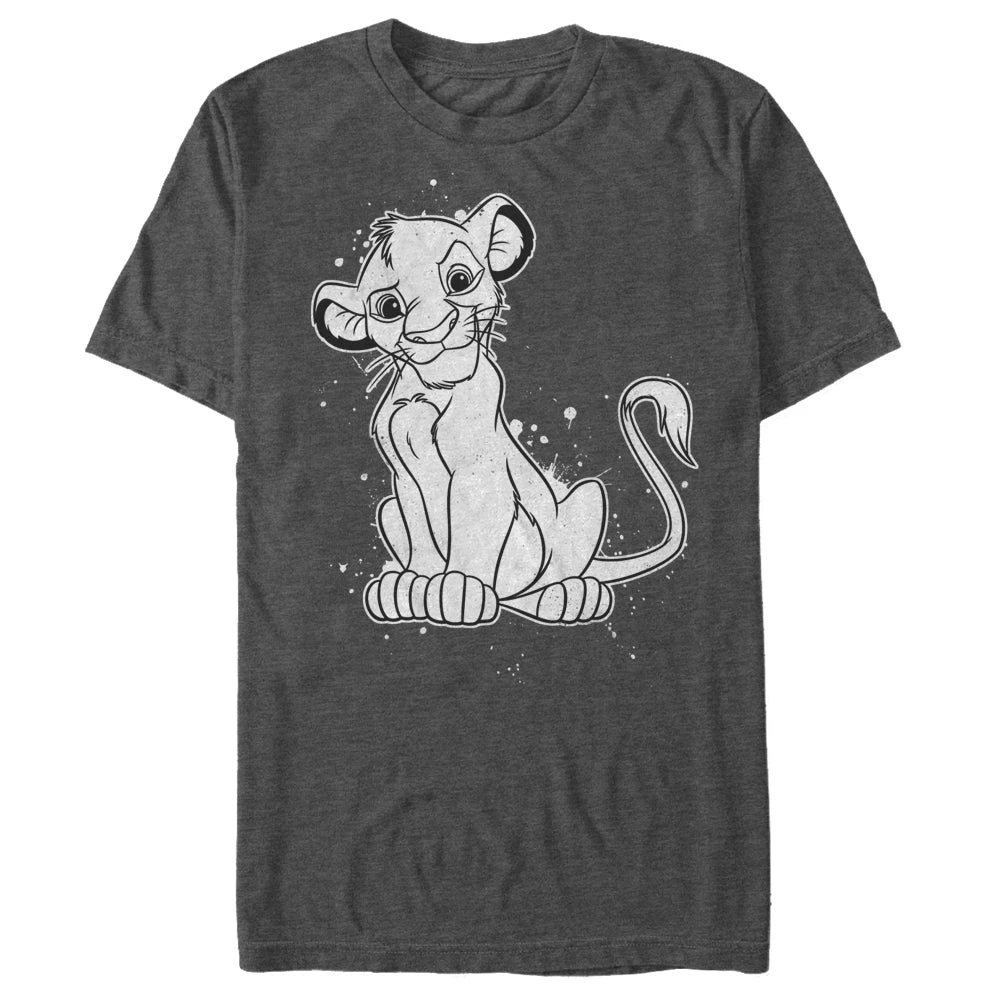 Men's Lion King Simba Smirk Paint Splatter Print T-Shirt 3 Men's Lion King Simba Smirk Paint Splatter Print T-Shirt