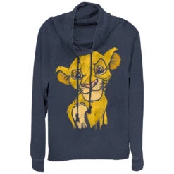 Junior's Lion King Simba Smirk Cowl Neck Sweatshirt