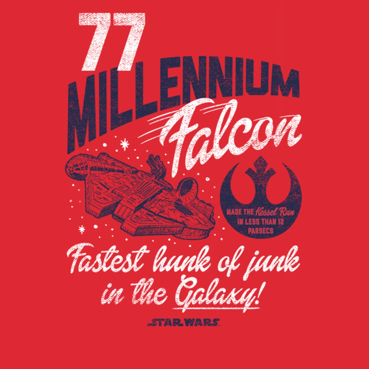 Men's Star Wars Millennium Falcon Fastest Junk 77 T-Shirt 4 Men's Star Wars Millennium Falcon Fastest Junk 77 T-Shirt - Image 2