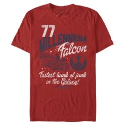 Men's Star Wars Millennium Falcon Fastest Junk 77 T-Shirt 15 Men's Star Wars Millennium Falcon Fastest Junk 77 T-Shirt -Fifthsun Shirts 15STRW1240D Falcon Fly By Comp 52 82 6