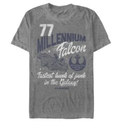 Men's Star Wars Millennium Falcon Fastest Junk 77 T-Shirt 14 Men's Star Wars Millennium Falcon Fastest Junk 77 T-Shirt -Fifthsun Shirts 15STRW1240NA Falcon Fly By 52 149