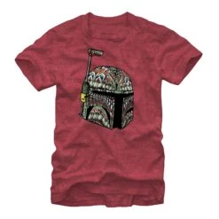 Men's Star Wars Tribal Print Boba Fett Helmet T-Shirt