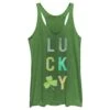 Women's Lost Gods St. Patrick's Day Lucky Tie-Dye Fill Racerback Tank Top -Fifthsun Shirts 15VLIN1577WC Lucky comp copy