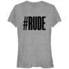 Junior's CHIN UP Hashtag Rude T-Shirt 2 Junior's CHIN UP Hashtag Rude T-Shirt -Fifthsun Shirts 15VLIN2684WC Rude Tag