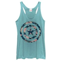 Women's Marvel Captain America Floral Print Racerback Tank Top