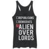 Women's Lost Gods Election Vote Alien Overlords Racerback Tank Top -Fifthsun Shirts 16MISC2897WA DOMINATION