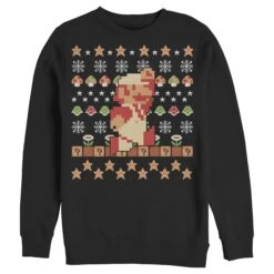 Men's Nintendo Ugly Christmas Super Mario Pixel Sweatshirt