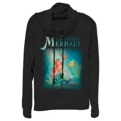 Junior's The Little Mermaid Ariel And Friends Cowl Neck Sweatshirt