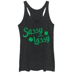 Women's Lost Gods St. Patrick's Day Sassy Lassy Clover Racerback Tank Top