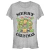 Junior's Teenage Mutant Ninja Turtles Distressed Merry Christmas T-Shirt -Fifthsun Shirts 16tmnt278wd group christmas comp copy