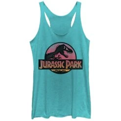 Women's Jurassic Park Logo Watercolor Print Racerback Tank Top