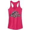 Junior's Jurassic World Hippie Flower Logo Racerback Tank Top -Fifthsun Shirts 17JWOR00061A 002 Logo Folk Pattern Fill 96 125