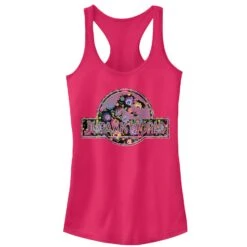 Junior's Jurassic World Hippie Flower Logo Racerback Tank Top