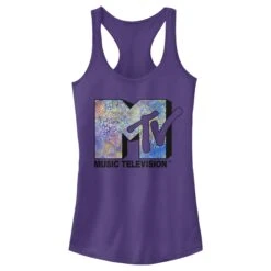 Women's MTV Paisley Print Logo Racerback Tank Top 8 Women's MTV Paisley Print Logo Racerback Tank Top -Fifthsun Shirts 17MTVN00079A 020 Paisley MTV Watercolor 93 148