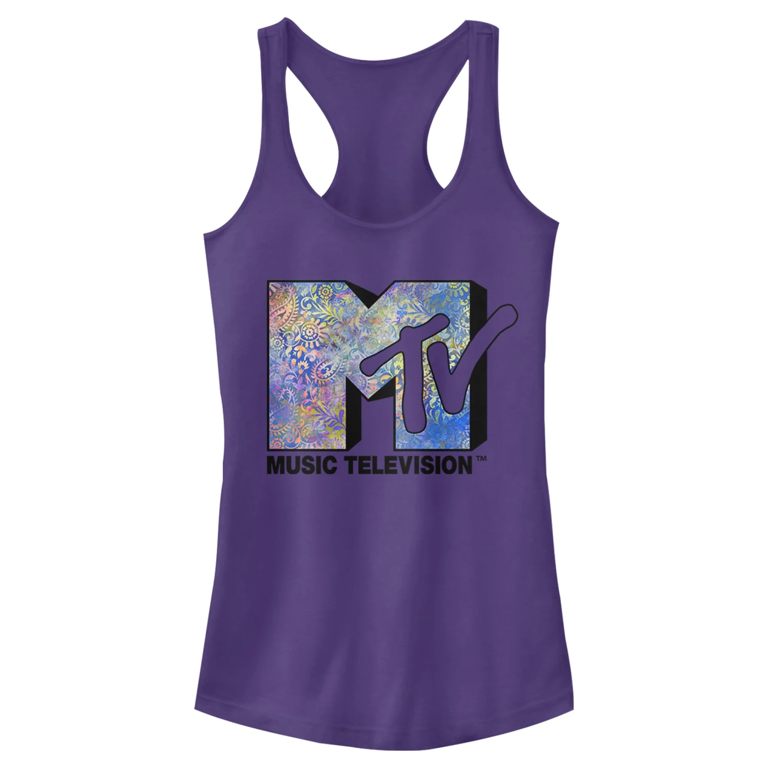 Women's MTV Paisley Print Logo Racerback Tank Top 4 Women's MTV Paisley Print Logo Racerback Tank Top - Image 2