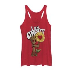 Women's Marvel Valentine's Day Groot Flower Racerback Tank Top