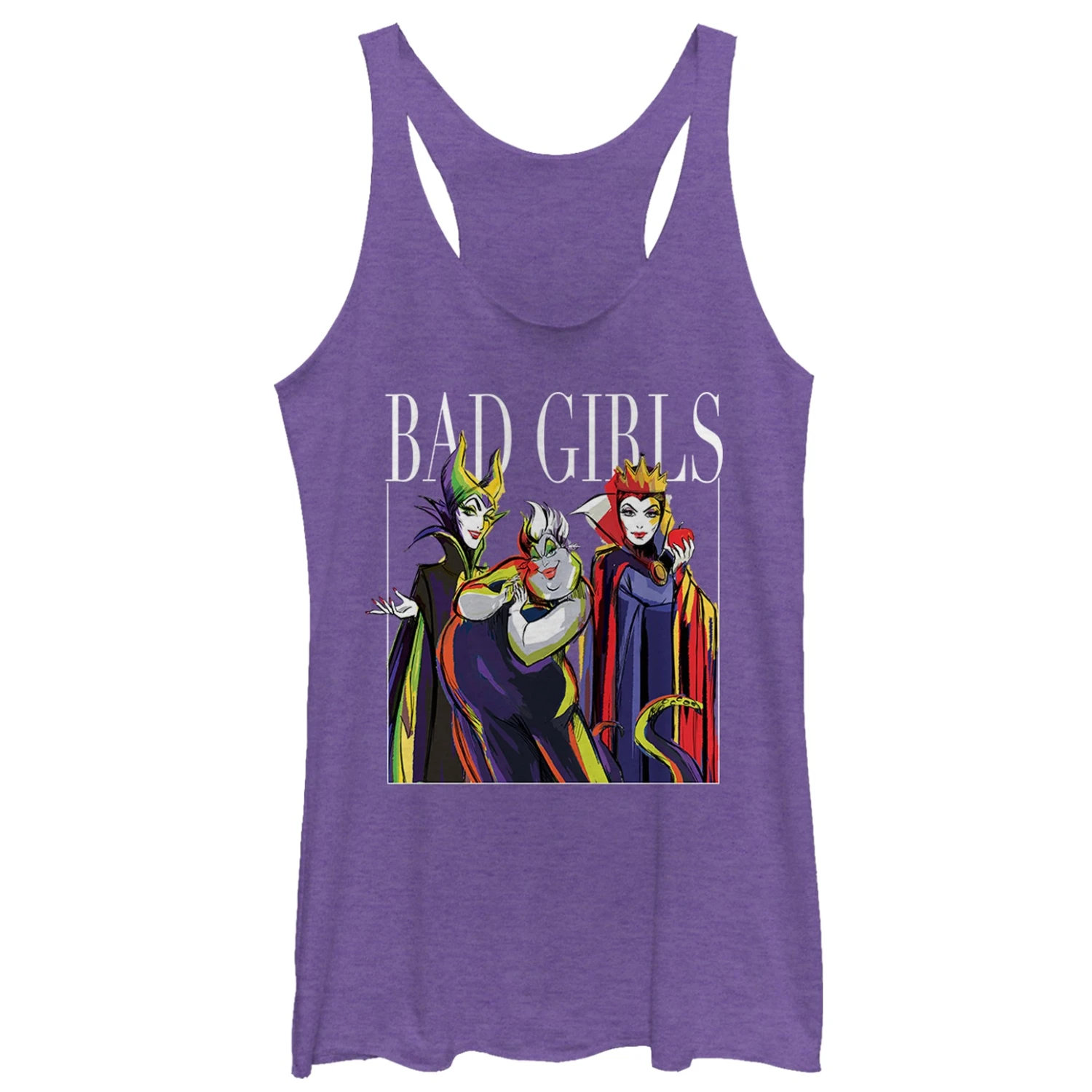 Women's Disney Princesses Artistic Bad Girl Racerback Tank Top 3 Women's Disney Princesses Artistic Bad Girl Racerback Tank Top