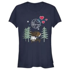 Junior's Star Wars Valentine's Day Han And Leia Holding Hands T-Shirt