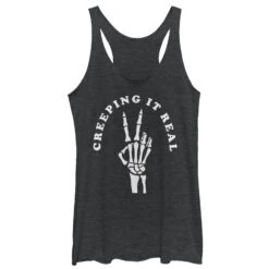 Women's CHIN UP Halloween Creepin' Real Skeleton Racerback Tank Top