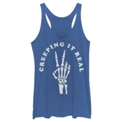 Women's CHIN UP Halloween Creepin' Real Skeleton Racerback Tank Top -Fifthsun Shirts 18VLIN04419A 024 Creeping It Real 82 147 copy