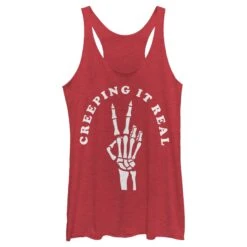 Women's CHIN UP Halloween Creepin' Real Skeleton Racerback Tank Top -Fifthsun Shirts 18VLIN04419A 025 Creeping It Real 82 147 copy