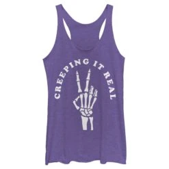 Women's CHIN UP Halloween Creepin' Real Skeleton Racerback Tank Top -Fifthsun Shirts 18VLIN04419A 026 Creeping It Real 82 147 copy
