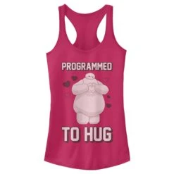 Junior's Big Hero 6 Valentine Baymax Programmed To Hug Racerback Tank Top