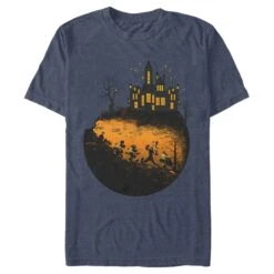 Men's Mickey & Friends Halloween Mickey Mouse And Haunted House T-Shirt