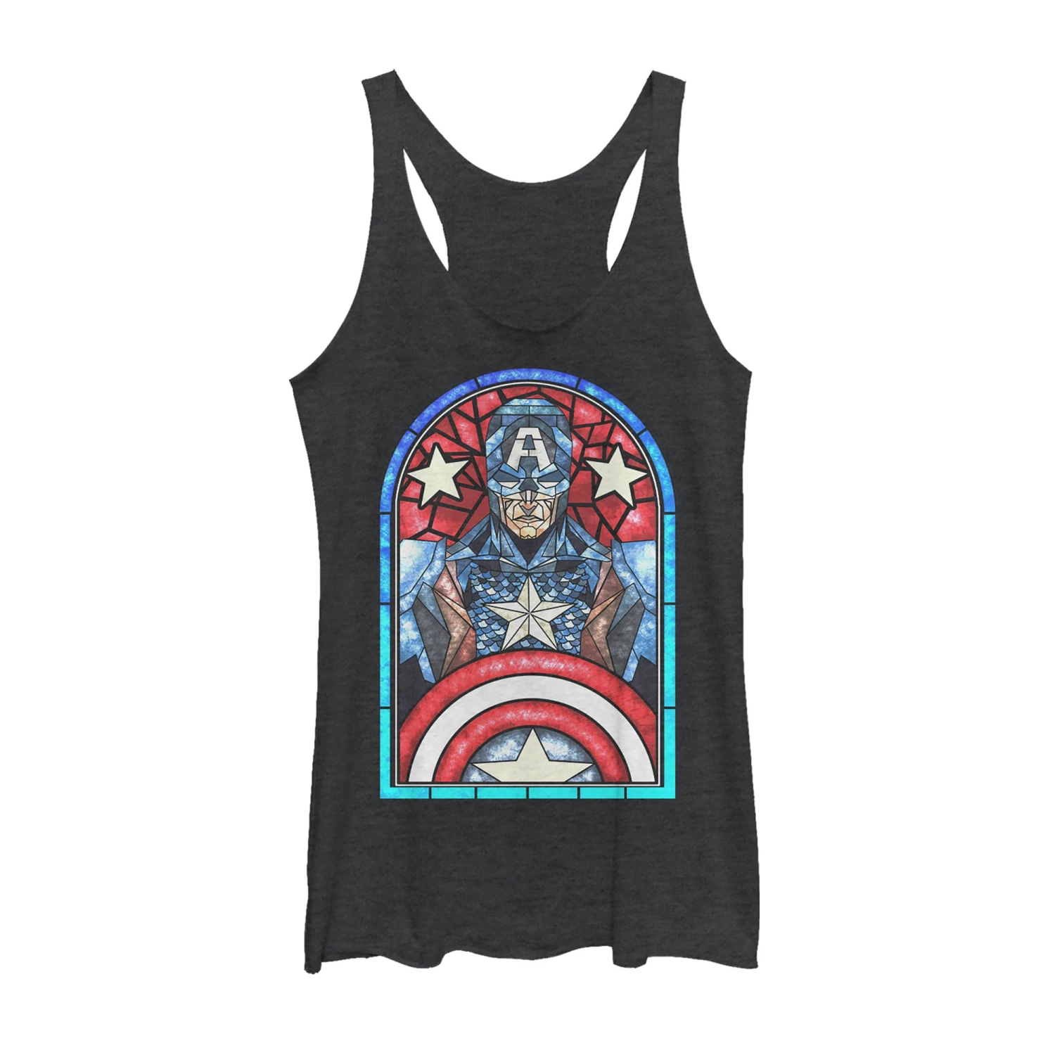Women's Marvel Captain America Stained Glass Racerback Tank Top 3 Women's Marvel Captain America Stained Glass Racerback Tank Top