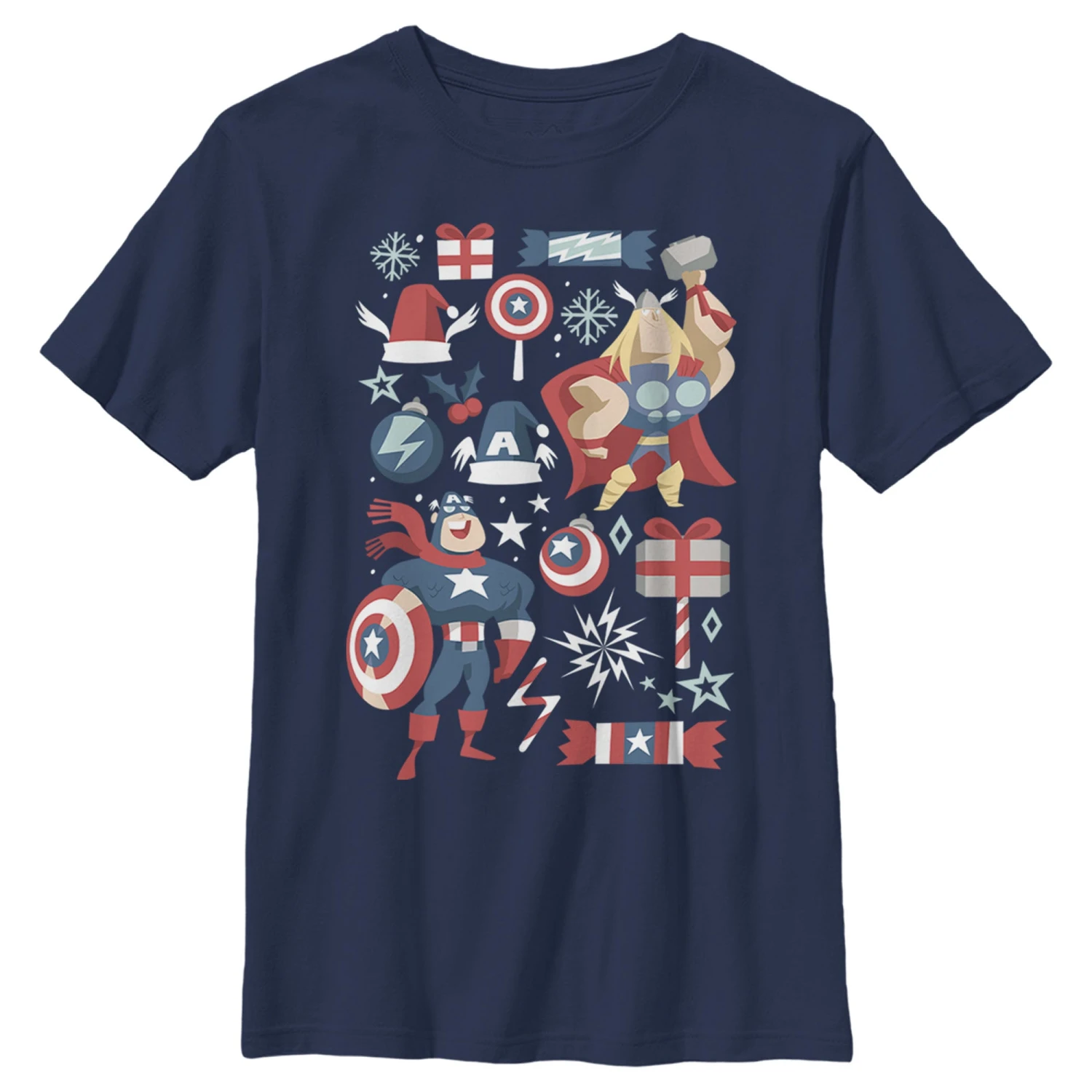 Boy's Marvel Christmas Festive Hero Icons T-Shirt 3 Boy's Marvel Christmas Festive Hero Icons T-Shirt