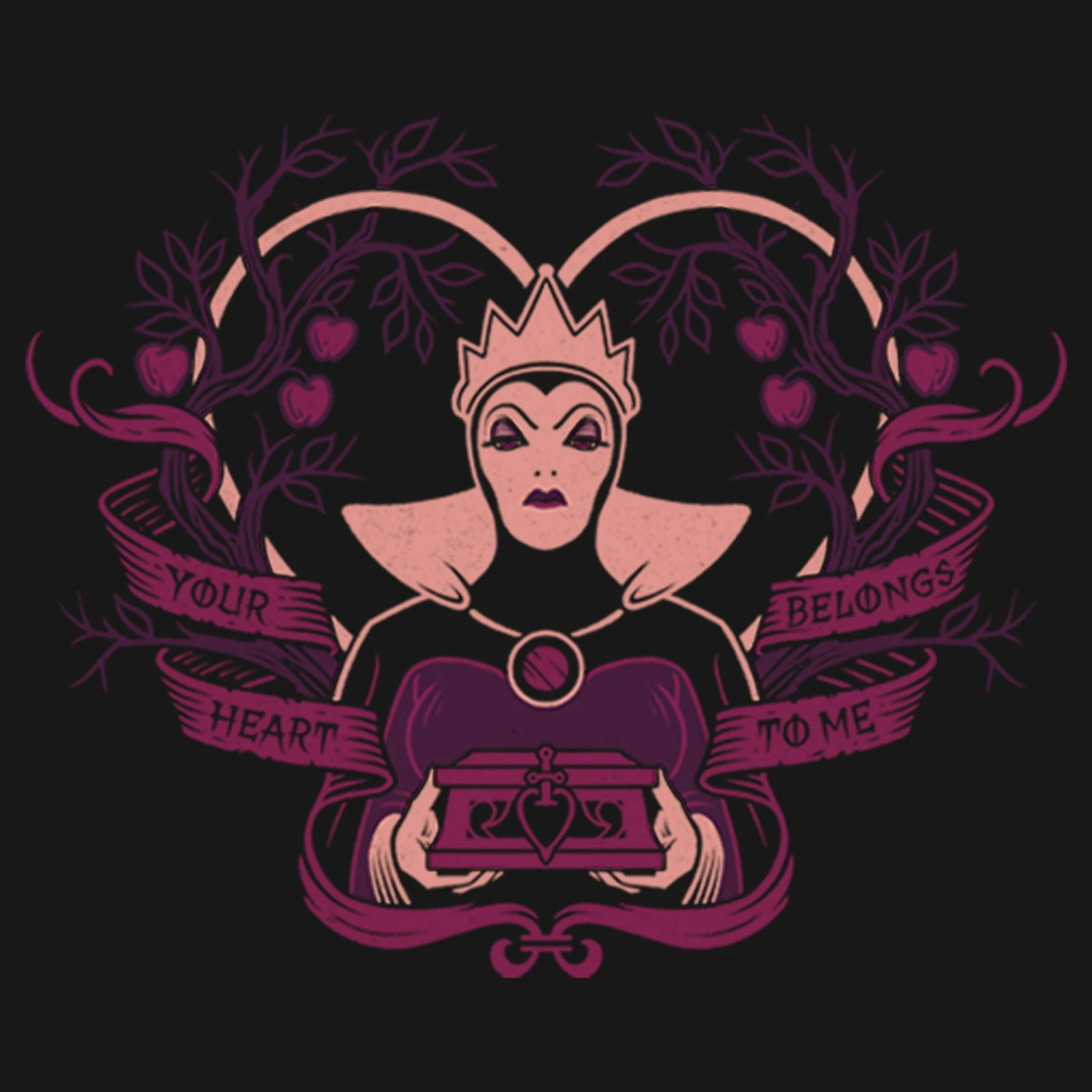 Men's Snow White And The Seven Dwarfs Evil Queen Your Heart Belongs To Me Long Sleeve Shirt 4 Men's Snow White And The Seven Dwarfs Evil Queen Your Heart Belongs To Me Long Sleeve Shirt - Image 2