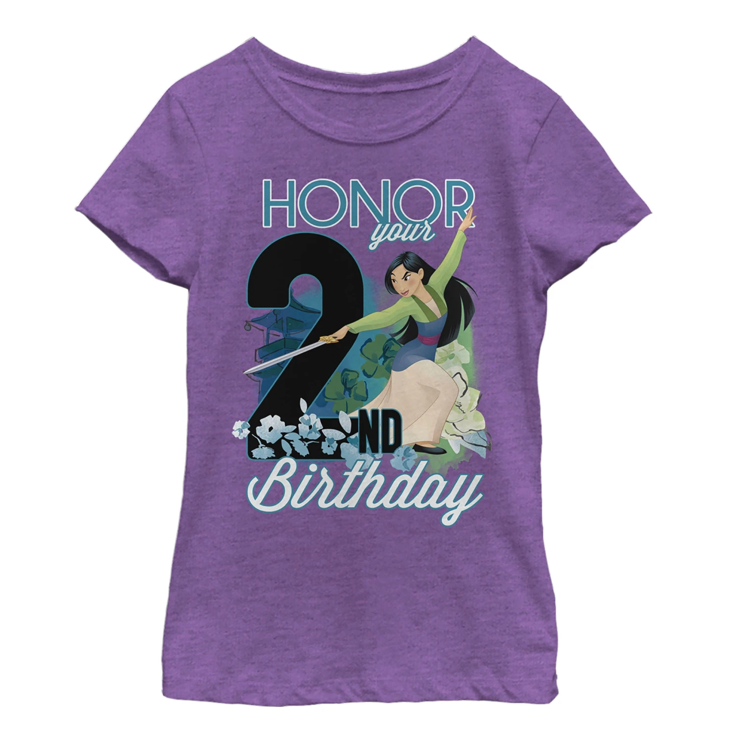 Girl's Mulan Honor Your 2nd Birthday T-Shirt 3 Girl's Mulan Honor Your 2nd Birthday T-Shirt