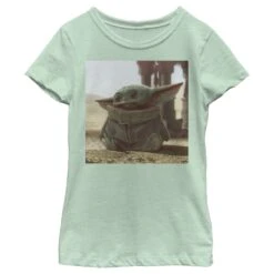 Girl's Star Wars: The Mandalorian The Mandalorian The Child Square Frame T-Shirt -Fifthsun Shirts 19STMD00087A 007 Tiny Green 54 149 5
