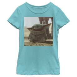 Girl's Star Wars: The Mandalorian The Mandalorian The Child Square Frame T-Shirt -Fifthsun Shirts 19STMD00087A 010 Tiny Green 54 149 5