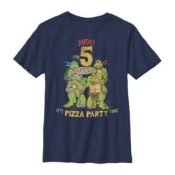 Boy's Teenage Mutant Ninja Turtles 5th Birthday Pizza Party T-Shirt