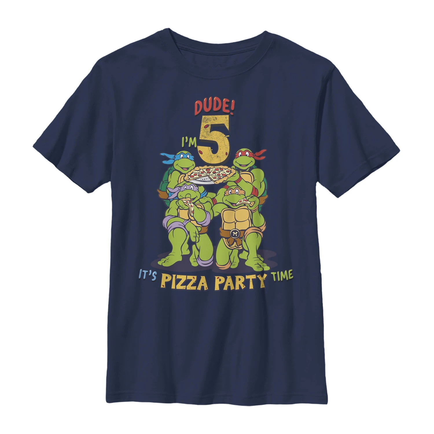 Boy's Teenage Mutant Ninja Turtles 5th Birthday Pizza Party T-Shirt 3 Boy's Teenage Mutant Ninja Turtles 5th Birthday Pizza Party T-Shirt