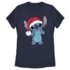 Women's Lilo & Stitch Santa Surprise T-Shirt -Fifthsun Shirts 19dnls00069a 003 stitch wearing santa hat 132 copy