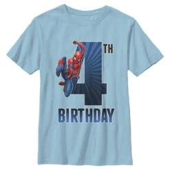 Boy's Marvel Spider-Man Swinging 4th Birthday T-Shirt